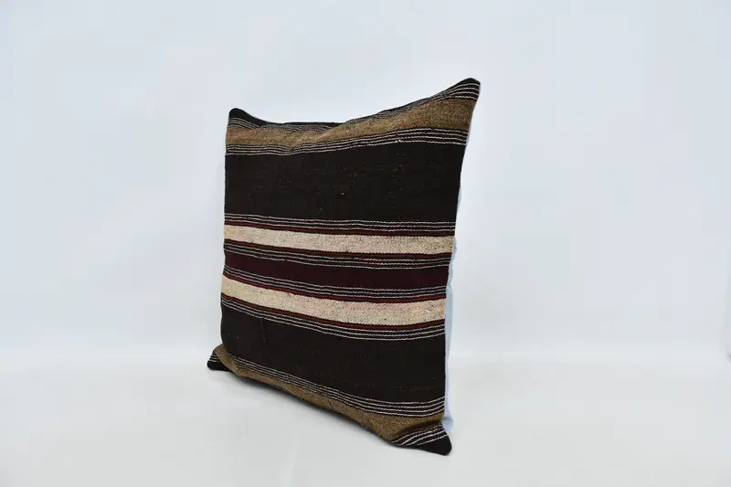 24x24 Brown Cushion Case, Handwoven Pillow, Kilim Cushion Sham, Pillow Case, Vintage Pillow, Seat Pillow Cover, Ethnical Kilim Rug Pillow - 4