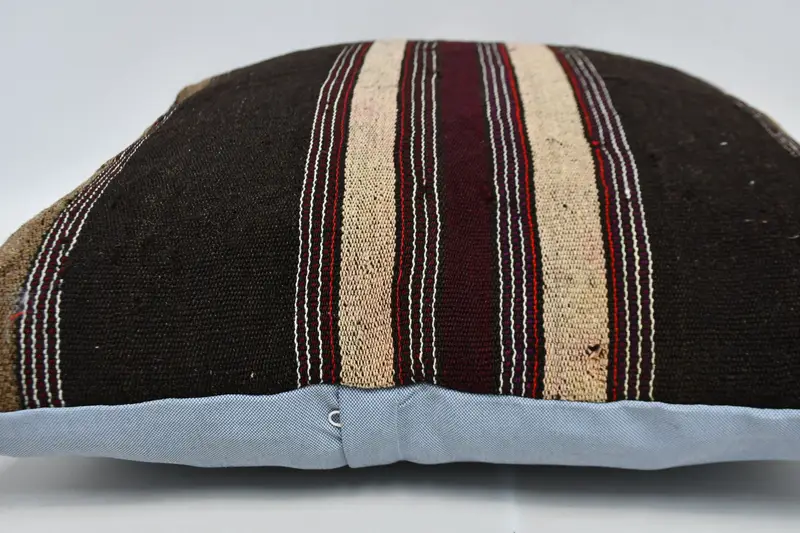 24x24 Brown Cushion Case, Handwoven Pillow, Kilim Cushion Sham, Pillow Case, Vintage Pillow, Seat Pillow Cover, Ethnical Kilim Rug Pillow - 6