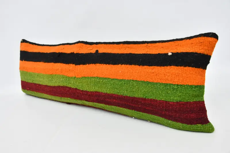 Vintage Kilim Pillow, 12x36 Green Cushion Cover, Handmade Kilim Cushion, Square Throw Cushion, Pillow Sham, Throw Kilim Pillow - 4