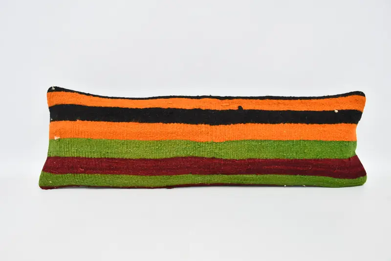 Vintage Kilim Pillow, 12x36 Green Cushion Cover, Handmade Kilim Cushion, Square Throw Cushion, Pillow Sham, Throw Kilim Pillow - 1