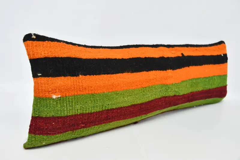 Vintage Kilim Pillow, 12x36 Green Cushion Cover, Handmade Kilim Cushion, Square Throw Cushion, Pillow Sham, Throw Kilim Pillow - 3