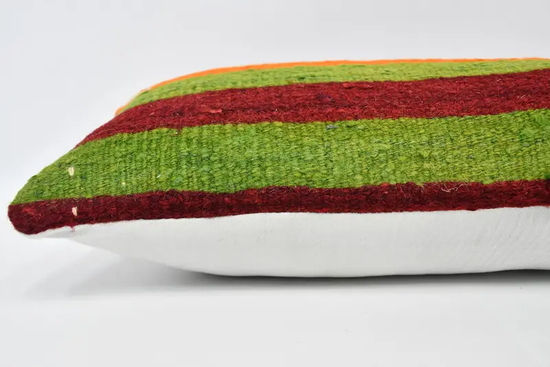 Vintage Kilim Pillow, 12x36 Green Cushion Cover, Handmade Kilim Cushion, Square Throw Cushion, Pillow Sham, Throw Kilim Pillow - 5