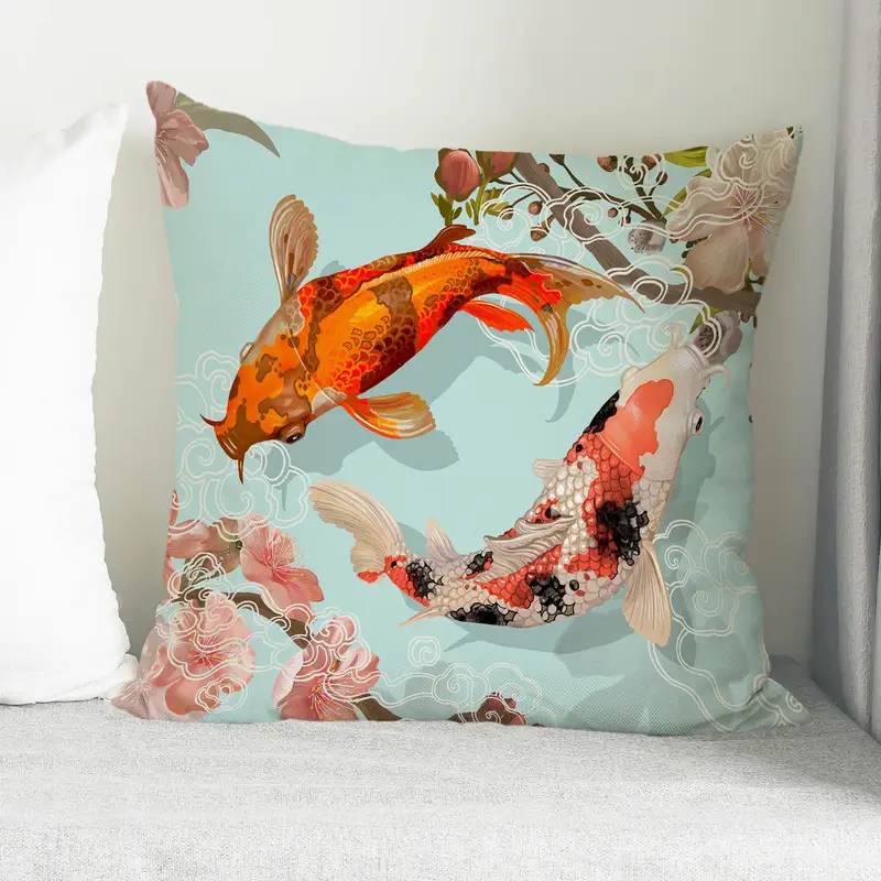 Koi-Fisch-Zen-bedrucktes Kissen: Moderner Wohndekor-Akzent