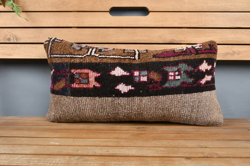 Interior Designer Pillow, Handmade Cushion, Pillow Cover, 12x24 Brown Pillow Case, Kilim Pillow, Luxury Pillow Cover, Home Decor Pillow - 6
