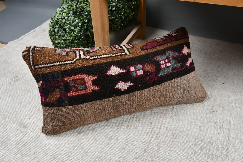 Interior Designer Pillow, Handmade Cushion, Pillow Cover, 12x24 Brown Pillow Case, Kilim Pillow, Luxury Pillow Cover, Home Decor Pillow - 7