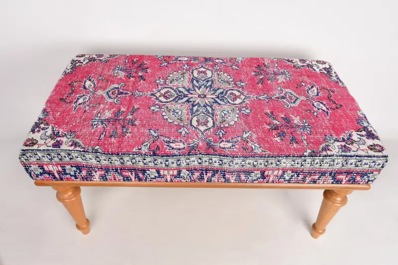 Modular Red & Bronze Kilim Ottoman, Wool Blend Sofa Set