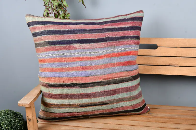 Aztec Pillow Cover, Pillow Cover, 28x28 Blue Pillow, Throw Kilim Pillow, Aztec Pillow, Turkish Kilim Pillow, Boho Pillow Sham Cover - 1