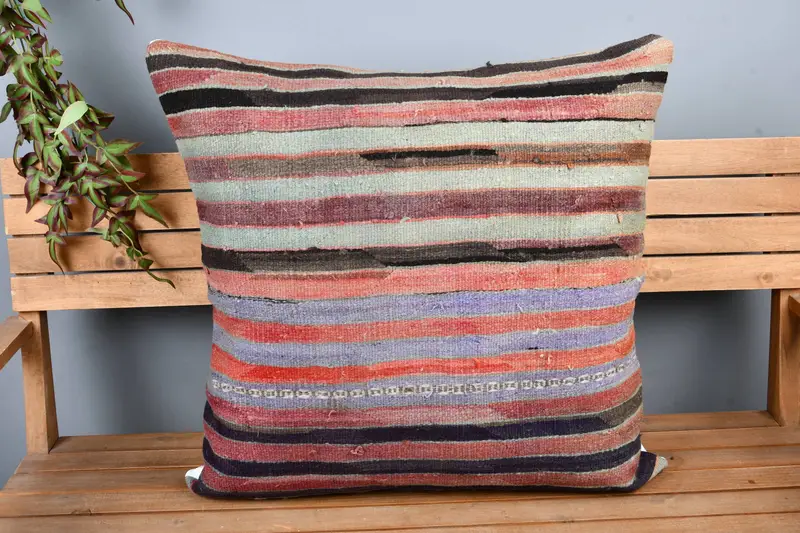 Aztec Pillow Cover, Pillow Cover, 28x28 Blue Pillow, Throw Kilim Pillow, Aztec Pillow, Turkish Kilim Pillow, Boho Pillow Sham Cover - 6