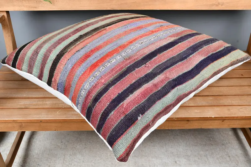Aztec Pillow Cover, Pillow Cover, 28x28 Blue Pillow, Throw Kilim Pillow, Aztec Pillow, Turkish Kilim Pillow, Boho Pillow Sham Cover - 2