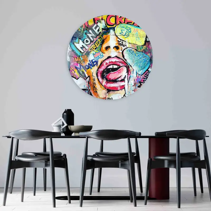 Modern Graffiti Woman Canvas: Artistic Dream Jeans Jacket Vibe