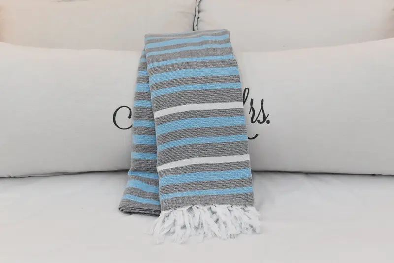 Custom Wedding Gifts, 84x64 Cotton Striped Towel, Customized Turkish Blanket, Throw Blanket, Turkish Bedcover, Boho Throw Blankets, Cotton Bedspread - 5