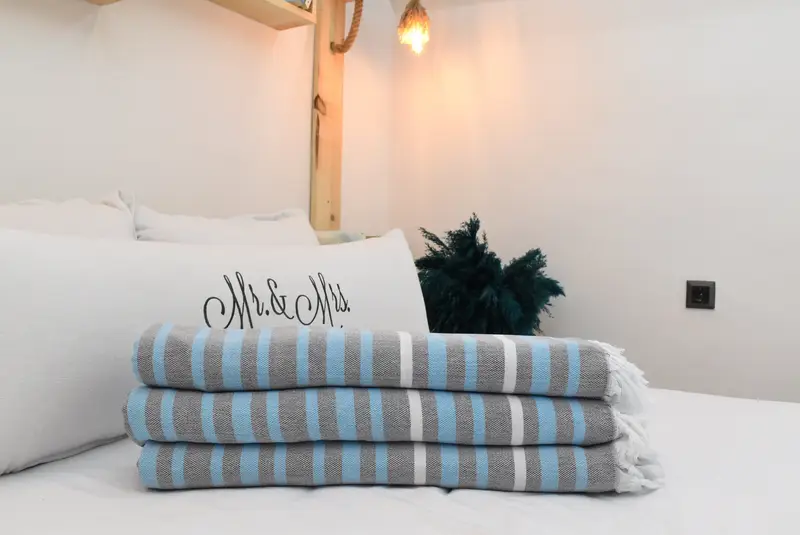 Custom Wedding Gifts, 84x64 Cotton Striped Towel, Customized Turkish Blanket, Throw Blanket, Turkish Bedcover, Boho Throw Blankets, Cotton Bedspread - 2
