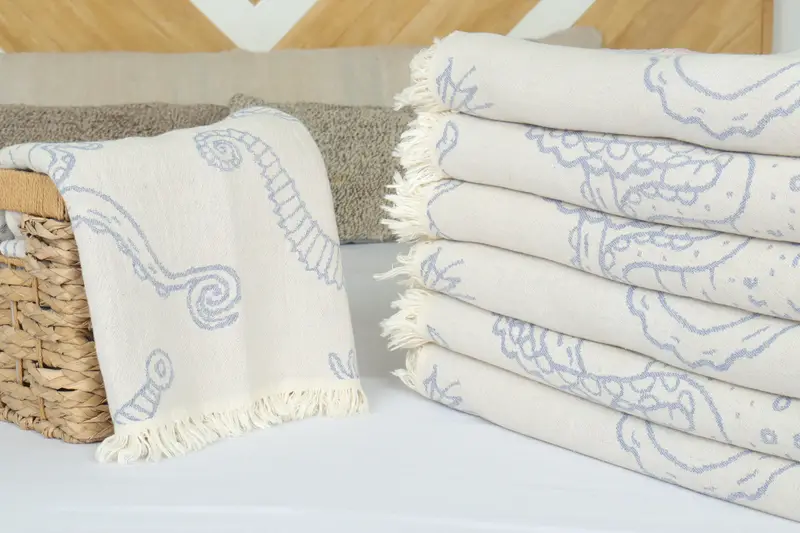 Bachelorette Party Favors, 88x60 Cotton Sea Creatures and Mermaid Design Towel, Throw Blanket Couch, Housewarming Gift, Valentines Day Gift Idea - 4