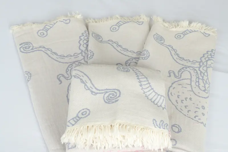Bachelorette Party Favors, 88x60 Cotton Sea Creatures and Mermaid Design Towel, Throw Blanket Couch, Housewarming Gift, Valentines Day Gift Idea - 5