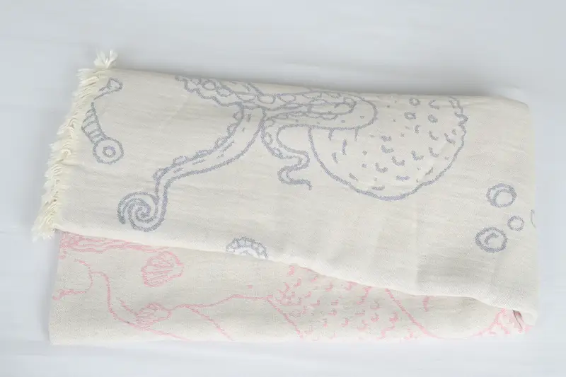 Bachelorette Party Favors, 88x60 Cotton Sea Creatures and Mermaid Design Towel, Throw Blanket Couch, Housewarming Gift, Valentines Day Gift Idea - 6