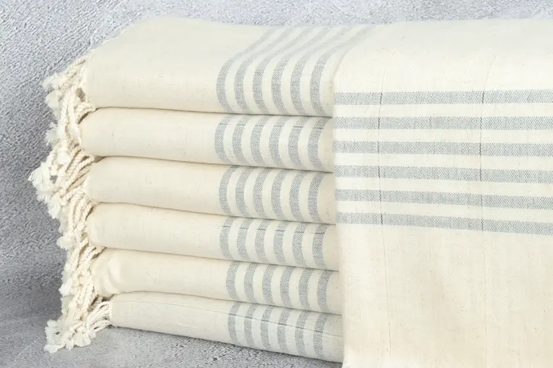 Personalized Turkish Towel Dark Gray Striped, 36x67 Inches