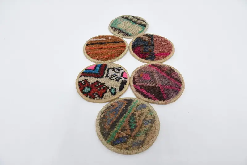 Bohemian Round Coaster, Orange and Purple Coaster