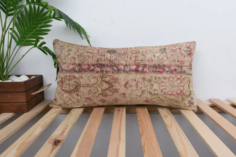 Cushion Cover, Pillow for Sofa, Kilim Cushion Sham, Turkish Rugs Pillow Case, 12x24 Brown Pillow Case, Vintage Kilim Throw Pillow - 1