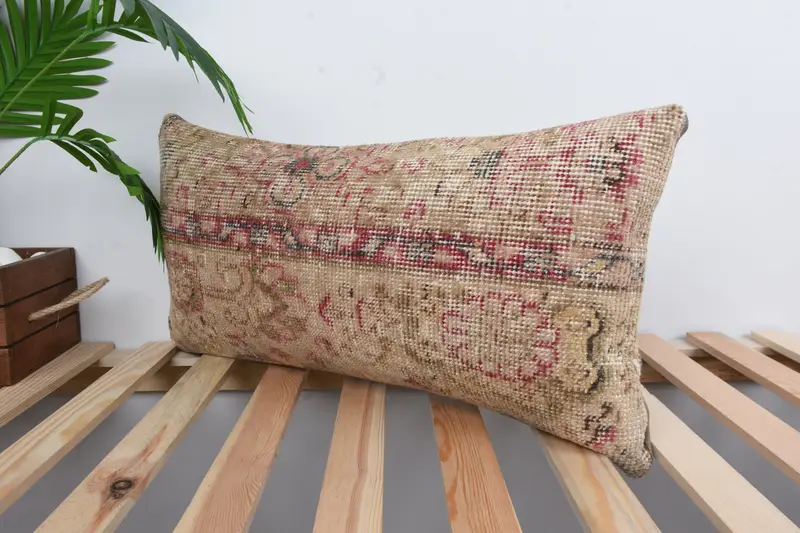 Cushion Cover, Pillow for Sofa, Kilim Cushion Sham, Turkish Rugs Pillow Case, 12x24 Brown Pillow Case, Vintage Kilim Throw Pillow - 5