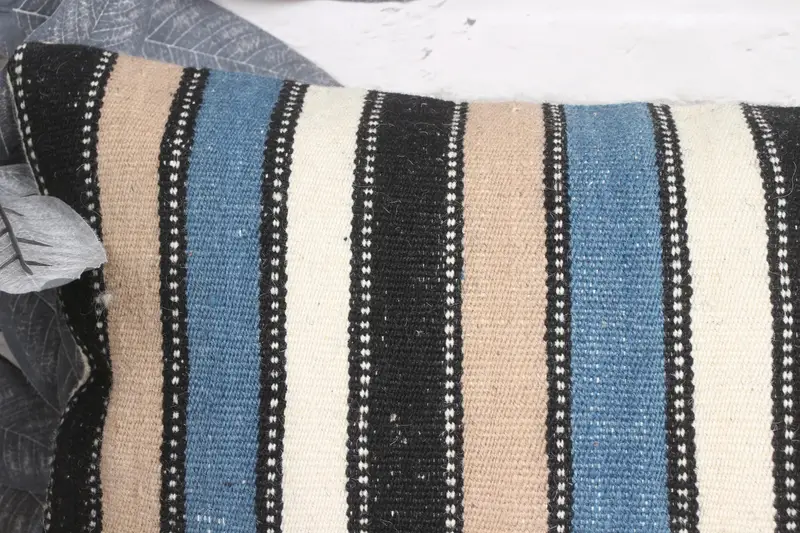 Pillow, Bench Pillow Sham, Decorative Bolster Cushion Cover, Kilim Pillow Cover, Vintage Kilim Pillow, Kilim Pillow, 12x20 Blue Pillow Cover - 2