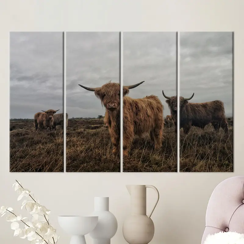 マジェスティック バイソン キャンバス: 家庭用野生自然アート プリント