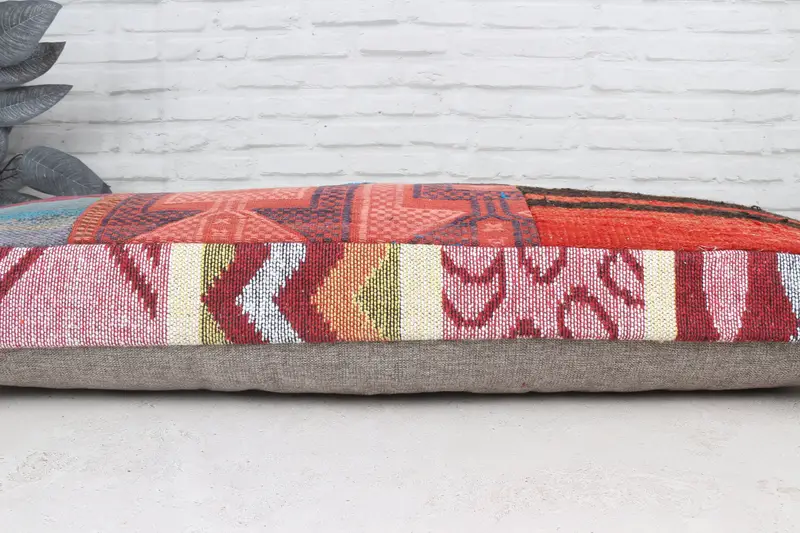 Kilim Cushion Sham, Boho Pillow Sham Cover, 16x48 Red Pillow Case, Cushion Case, Neutral Throw Pillow Case, Retro Cushion, Pillow for Couch - 6
