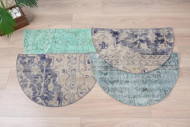 Umweltfreundliche Vintage-Kelim-Eingangsmatte, kleiner 18 x 30 Zoll großer Teppich