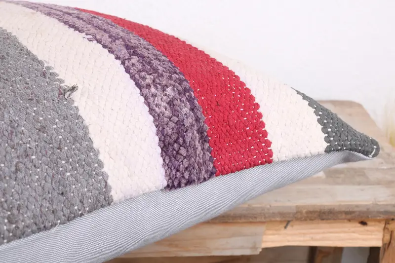 Turkish Kilim Pillow, Gift Pillow, Turkish Bench Pillow Sham, Pillow Case, Boho Pillow Sham Cover, Chair Cushion Cover, 18x18 Red Cushion Cover - 6