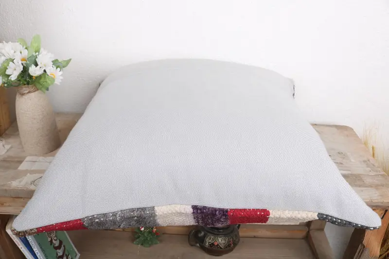 Turkish Kilim Pillow, Gift Pillow, Turkish Bench Pillow Sham, Pillow Case, Boho Pillow Sham Cover, Chair Cushion Cover, 18x18 Red Cushion Cover - 7