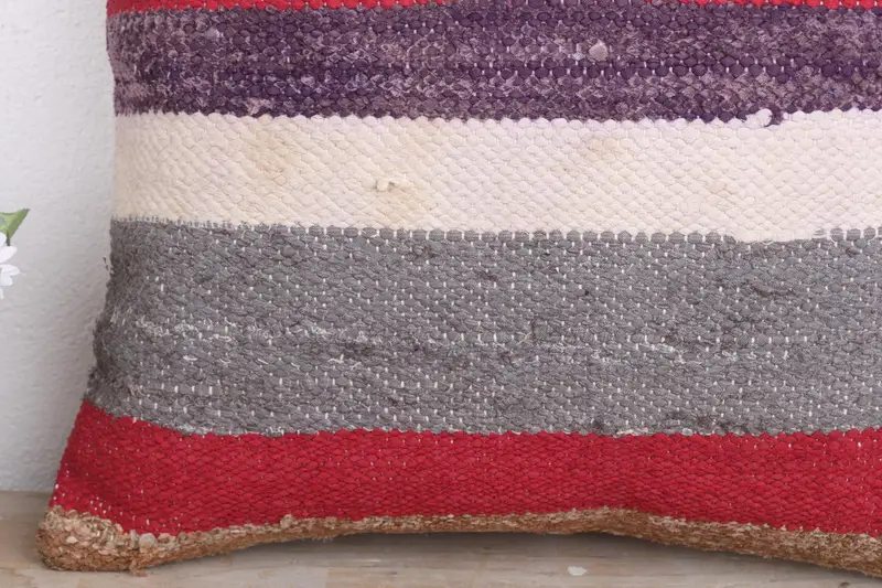 Turkish Kilim Pillow, Gift Pillow, Turkish Bench Pillow Sham, Pillow Case, Boho Pillow Sham Cover, Chair Cushion Cover, 18x18 Red Cushion Cover - 3