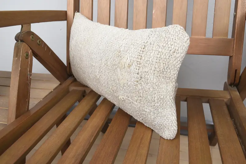 Handmade Kilim Cushion, Pillow for Couch, 8x16 Beige Cushion, Ottoman Pillow Sham, Pillow Case, Turkish Kilim Pillow, Southwestern Pillow Case - 3
