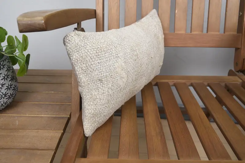 Handmade Kilim Cushion, Pillow for Couch, 8x16 Beige Cushion, Ottoman Pillow Sham, Pillow Case, Turkish Kilim Pillow, Southwestern Pillow Case - 2
