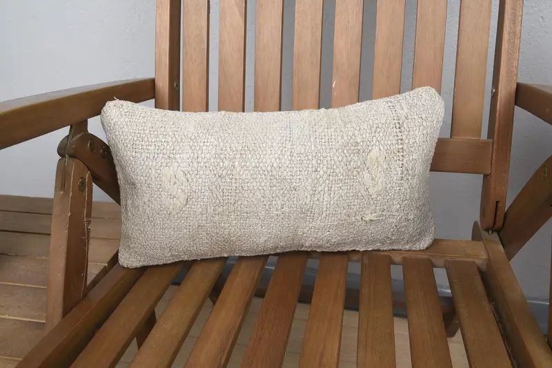 Handmade Kilim Cushion, Pillow for Couch, 8x16 Beige Cushion, Ottoman Pillow Sham, Pillow Case, Turkish Kilim Pillow, Southwestern Pillow Case - 1