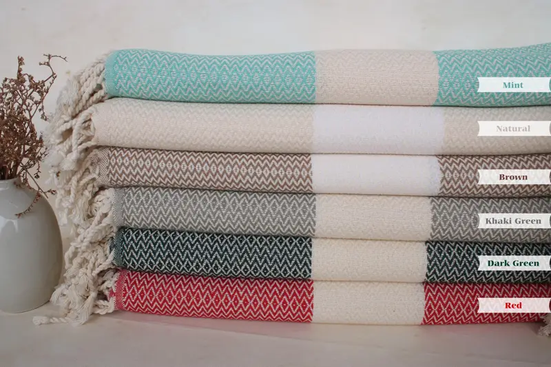Family Gift Basket, Gift For Her, Bridal Shower Favor, Turkish Towel Beach, 70x40 Cotton Diamond Towel, Wedding Favors, Embroidered Beach Towel - 1