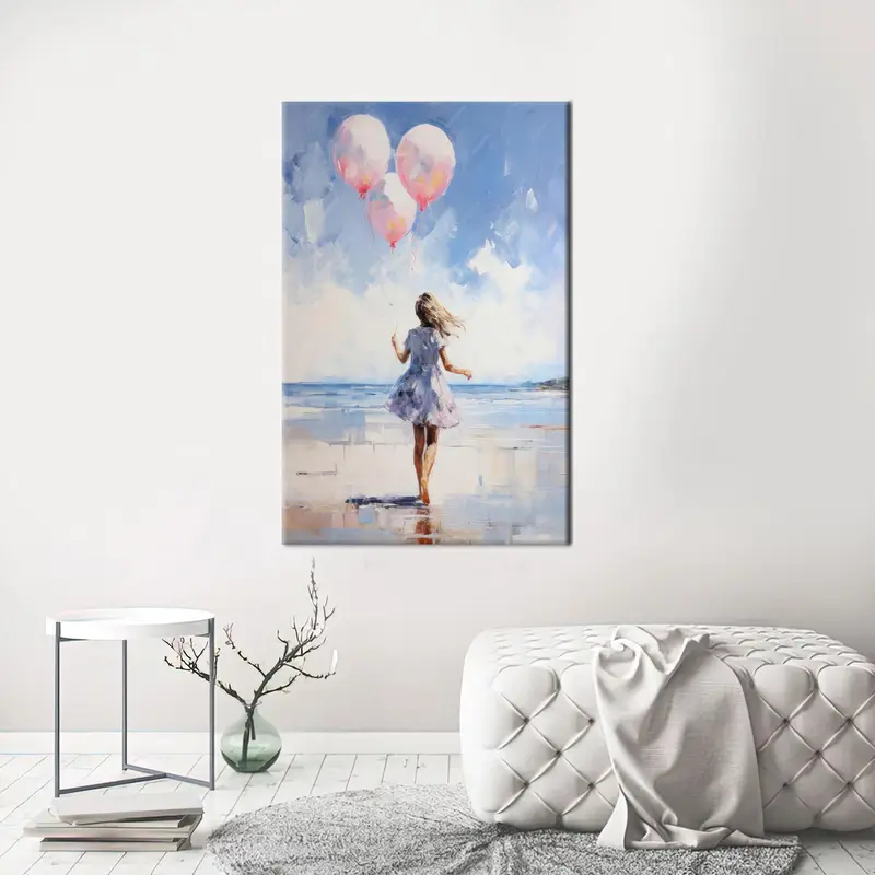 エレガントな女の子の部屋のキャンバス: ブルー & ピンクの芸術的なプリント