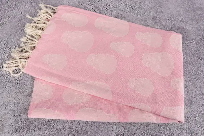 Bridesmaid Favors, Handmade Gift, Peshtemal Towel, Luxury Turkish peshtemal beach towel, Absorbent Turkish towel, 68x36 Cotton Skull Patterned Towel - 6