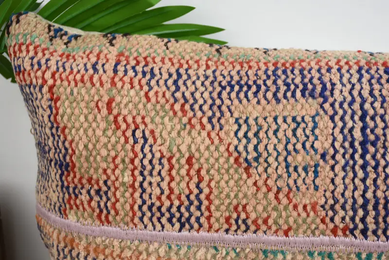 Turkish Kilim Pillow, Kilim Pillow, Pillow Case, 12x48 Blue Pillow Cover, Office Chair Cushion Cover, Throw Kilim Pillow, Handmade Cushion - 2