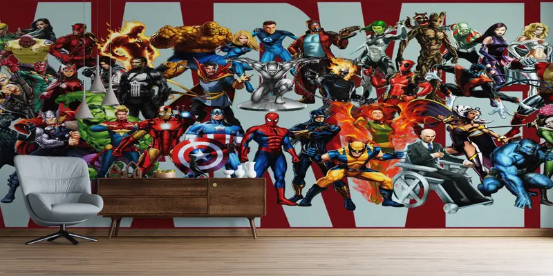 Bedruckte Tapete „Marvel Superheld Hulk Iron Man“ für das Kinderzimmer