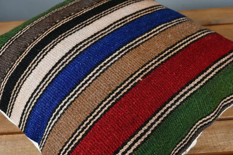 Couch Pillow Case, Handwoven Cushion, Cushion Cover, Toss Pillow, Kilim Pillow, Gift Pillow, 14x14 Green Cushion Cover, Boho Pillow Sham Cover - 3