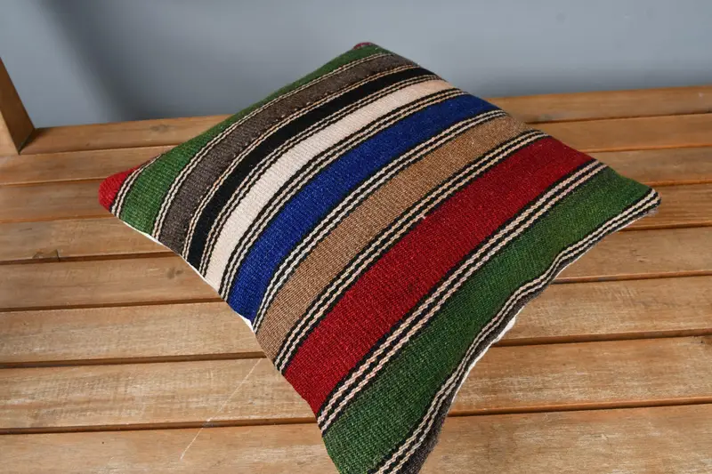 Couch Pillow Case, Handwoven Cushion, Cushion Cover, Toss Pillow, Kilim Pillow, Gift Pillow, 14x14 Green Cushion Cover, Boho Pillow Sham Cover - 2