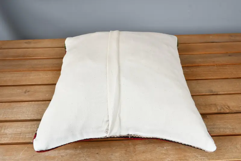Couch Pillow Case, Handwoven Cushion, Cushion Cover, Toss Pillow, Kilim Pillow, Gift Pillow, 14x14 Green Cushion Cover, Boho Pillow Sham Cover - 5