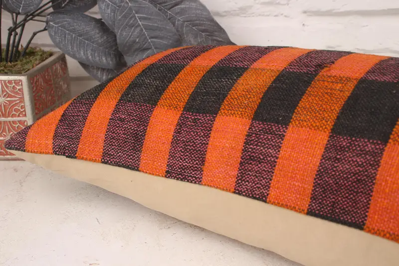 Vintage Pillow, Vintage Kilim Pillow, Pillow Sham, Vintage Kilim Throw Pillow, Outdoor Throw Cushion Cover, 12x36 Red Cushion, Garden Pillow Case - 6