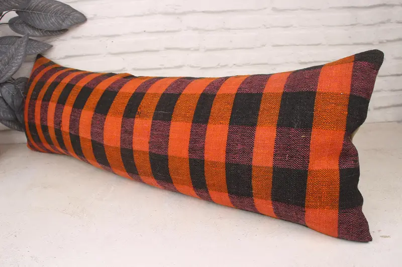 Vintage Pillow, Vintage Kilim Pillow, Pillow Sham, Vintage Kilim Throw Pillow, Outdoor Throw Cushion Cover, 12x36 Red Cushion, Garden Pillow Case - 4