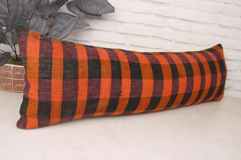 Vintage Pillow, Vintage Kilim Pillow, Pillow Sham, Vintage Kilim Throw Pillow, Outdoor Throw Cushion Cover, 12x36 Red Cushion, Garden Pillow Case - 3