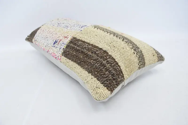 One Of A Kind Pillow Cover, Gift Pillow, Bright Pillow, Cotton Pillow, Kilim Pillow, Cushion, Home Decor Pillow, 12x24 Beige Pillow Cover - 5
