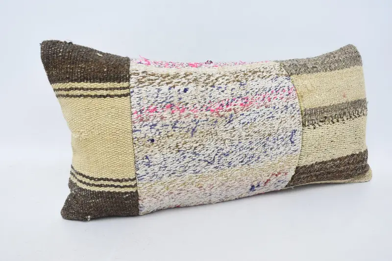 One Of A Kind Pillow Cover, Gift Pillow, Bright Pillow, Cotton Pillow, Kilim Pillow, Cushion, Home Decor Pillow, 12x24 Beige Pillow Cover - 3