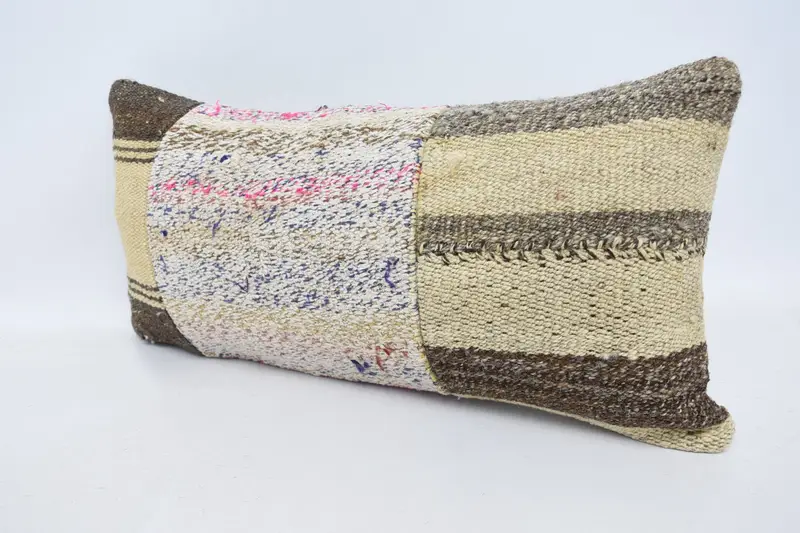 One Of A Kind Pillow Cover, Gift Pillow, Bright Pillow, Cotton Pillow, Kilim Pillow, Cushion, Home Decor Pillow, 12x24 Beige Pillow Cover - 4