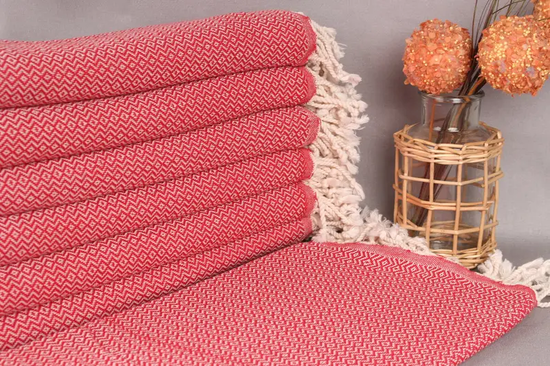 Red Cotton Towel Personalized, 40x71 Inches, Bath Towel, Beige