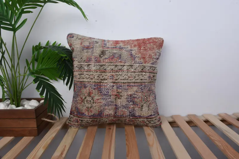 Gesticktes Southwestern-Wurfkissen, lila und rotes Vintage-Kissen