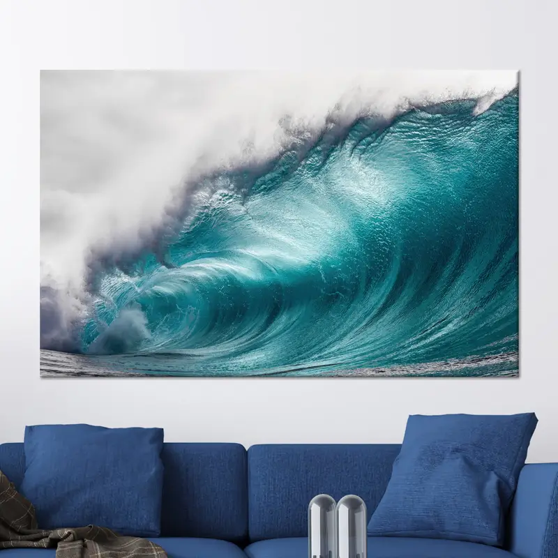 Lienzo costero elegante: impresión de paisaje marino azul océano tropical